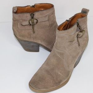 Lucky Brand Teveralda Suede Zipper Buckle Ankle Boots